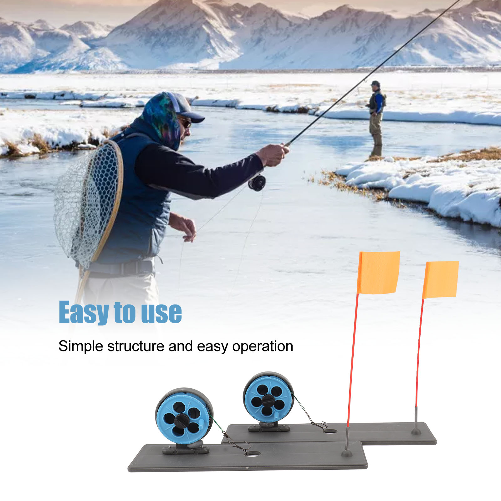 Ice Fishing Tip Up - 겨울 낚시에 사용되는 2개의 아이스 낚싯대
