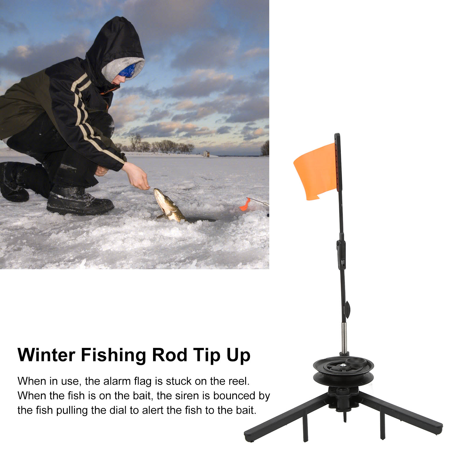 Ice Fishing Tip Up - 접이식 얼음 낚싯대 플래그, 릴과 삼각형