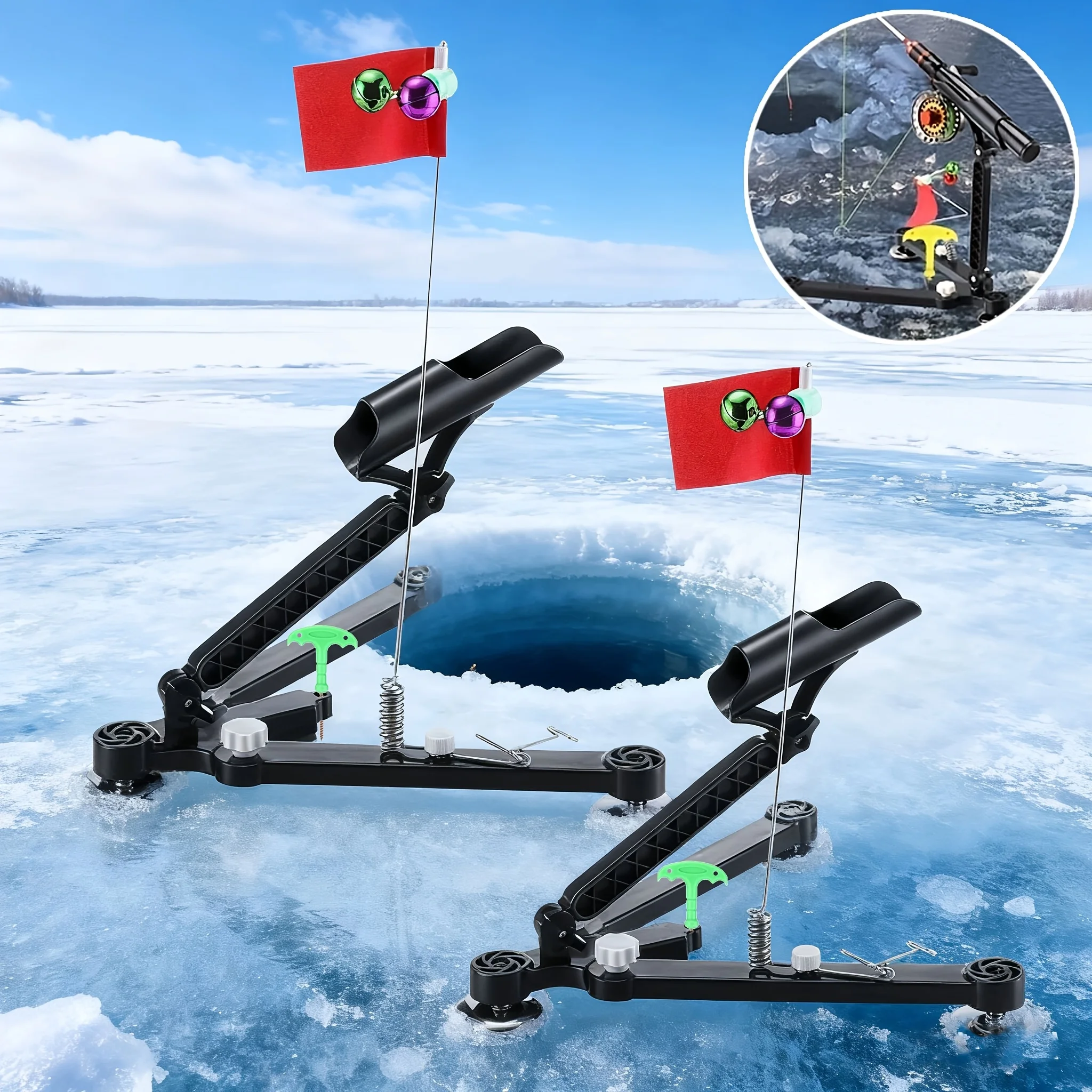 얼음 낚싯대 거치대 1세트 - 낚싯대용 벨(색상 임의) - Ice Fishing Tip Up 리뷰 및 가격