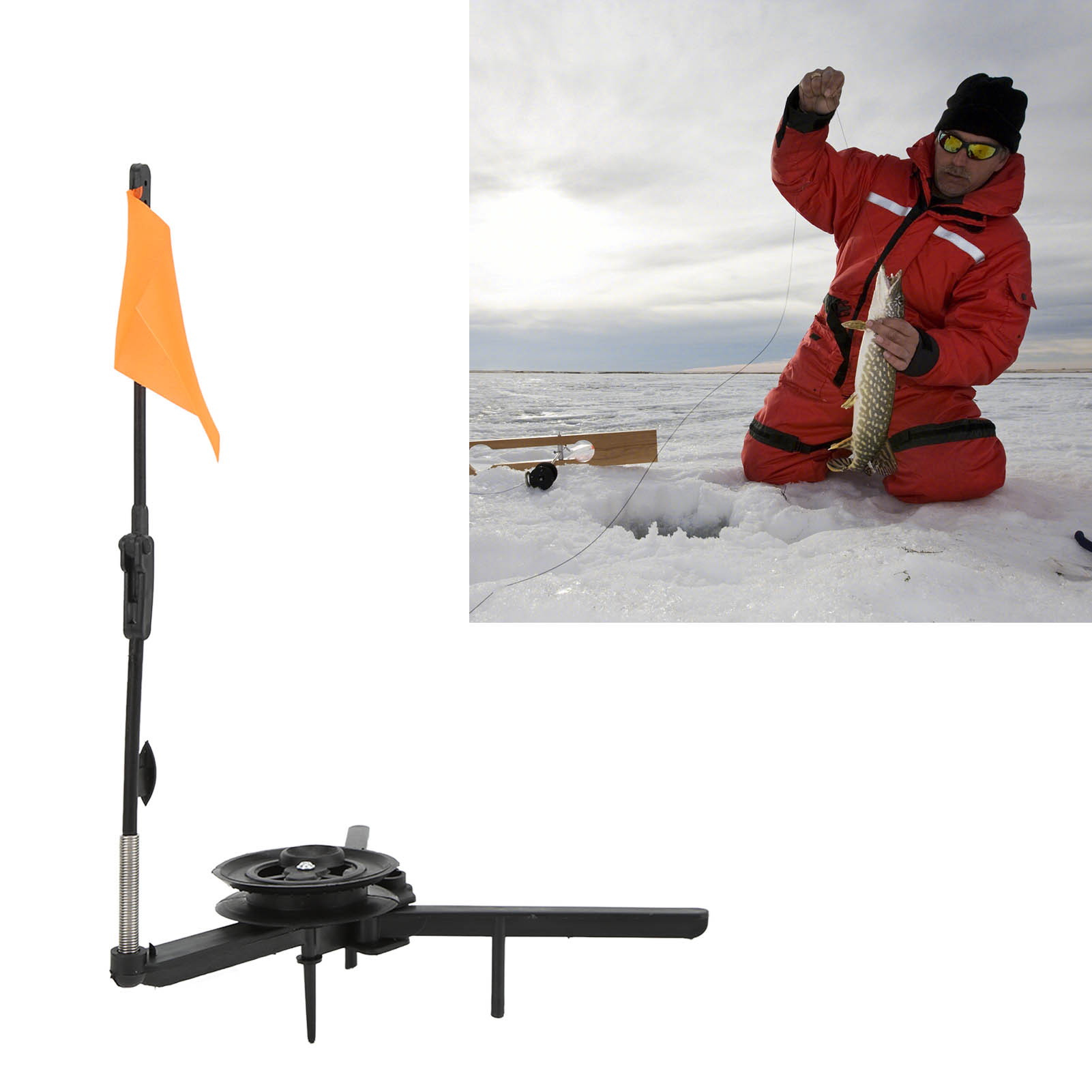 접이식 얼음 낚싯대 플래그, 릴과 삼각형 받침대가 함께 - Ice Fishing Tip Up 리뷰 및 가격